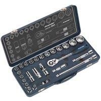 Sealey Socket Set 26pc Professional Socket Driver Set 1/2"Sq Drive Metric 6pt
