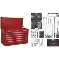 Sealey AP225COMBO Topchest 5 Drawer with Ball-Bearing Slides - Red & 230pc Tool Kit
