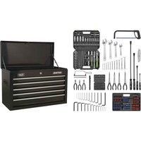 Sealey Topchest 5 Drawer with Ball Bearing Slides - Black & 230pc Tool Kit