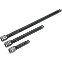 Sealey AK7691 3 Piece 3/8-inch Sq Drive Wobble/Rigid Extension Bar Set Black Series, Silver