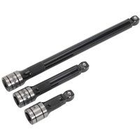 SEALEY BLACK SERIES Wobble / Rigid Extension Bar Set 3pc 1/2£Sq Drive Garage