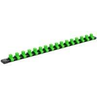 Sealey AK27053HV 3/8"Sq Drive Socket Retaining Rail with 16 Clips - Hi-Vis Green