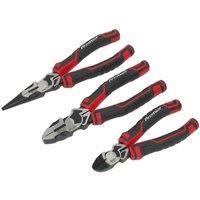 Sealey AK8376 3pc Plier Set HIGH LEVERAGE Long Nose Side Combi