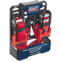Sealey Tie Down Straps Slide Ratchet Load Cargo Lash S Hooks 2pk 32mm x 3m