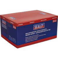Sealey SCP1501 73gsm Multipurpose Paper Wipes in Dispenser Box - Smooth White - 150 Sheets