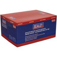 Sealey SCP1501 73gsm Multipurpose Paper Wipes in Dispenser Box - Smooth White - 150 Sheets