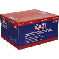 Sealey SCP1601 Multipurpose Paper Wipes in Dispenser Box Creped Turquoise 69gsm 160 Sheets