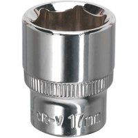 Sealey WallDrive Socket 17mm 3/8" Square Drive Fully Polished