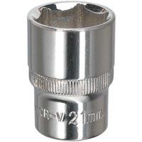 Sealey SP1221 WallDrive Socket 21mm 1/2in Square Drive Fully Polished