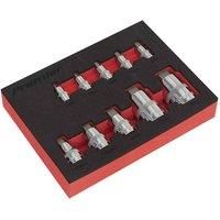 Sealey AK6244 10PC 1/4", 3/8" & 1/2"Sq Drive Hex Socket Bit Set - Stubby