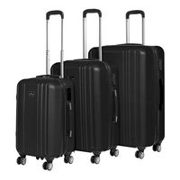Dellonda Black Hard Shell 3 Piece Luggage Suitcase Trolley Travel Set & Lock