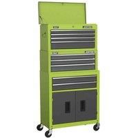 Sealey Topchest, Mid-Box & Rollcab 9 Drawer Stack - Hi-Vis Green - AP2200BBHVSTACK