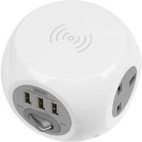 Sealey Extension Lead Cable 1.4m 3 x 230V 3 x USB Sockets Wireless Charging Pad