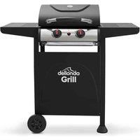 Dellonda 2 Burner Gas BBQ Grill, Ignition, Thermometer, Black/Stainless Steel