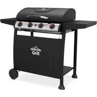 Dellonda 4 Burner Gas BBQ Grill, Ignition, Thermometer, Black/Stainless Steel