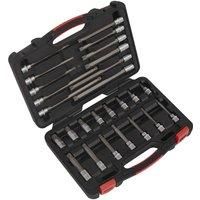 Sealey Spline Socket Bit Set 26pc 3/8" Drive M5-M16 Premier Long Reach 48-200mm