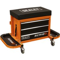 Sealey Mechanic/'s Utility Seat & Toolbox - Orange - SCR18O
