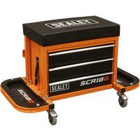 Sealey Mechanic/'s Utility Seat & Toolbox - Orange - SCR18O