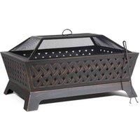 Dellonda 35" Rectangular Outdoor Fire Pit, Antique Bronze Effect - DG44