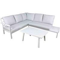 Dellonda Kyoto White 3 Piece Outdoor Garden Corner Sofa & Coffee Table Set
