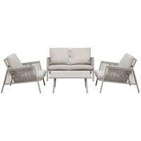 Dellonda Fusion Aluminium 4 Piece Outdoor Sofa, Arm Chairs & Coffee Table Set, Light Grey