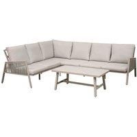 Dellonda Fusion 4 Piece Outdoor Garden Corner Sofa & Coffee Table Set, Aluminium