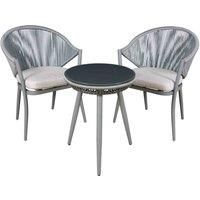 Dellonda Echo 3 Piece Aluminium Balcony Set with Tempered Glass Top, Grey - DG58