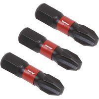 Sealey AK8206 3pc 25mm Phillips #3 Impact Power Tool Bit Set