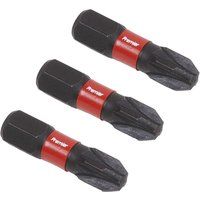 Sealey AK8209 3pc 25mm Pozi #3 Impact Power Tool Bit Set