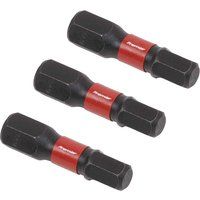 Sealey Impact Power Tool Hexagon Screwdriver Bits Hex 5mm 25mm Pack of 3
