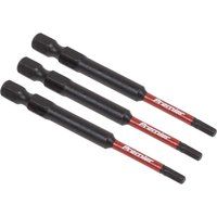Sealey Impact Power Tool Hexagon Screwdriver Bits Hex 3mm 75mm Pack of 3