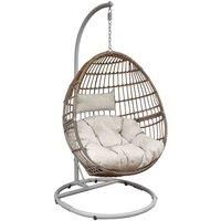 Dellonda Rattan Outdoor Garden Hanging Swing Egg Chair & Cushions, Steel Frame