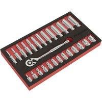 Sealey AK66721 27pc 1/4"Sq Drive Ratchet Wrench & Socket Set