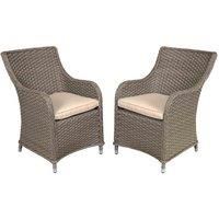 Dellonda Chester Rattan Wicker Weave Premium Garden Dining Chair/Armchair x 2