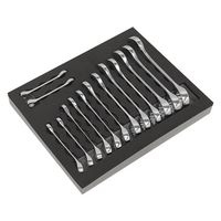 Sealey/siegen S01232 Combination Stubby Spanner Set 14pc with tray