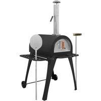 Dellonda Large Outdoor Wood-Fired Pizza Oven & Smoker, Side Shelves & Stand