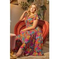 Floral Ruched Front Maxi Dress