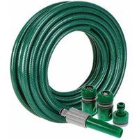 Zexum 30m Reinforced PVC Green Garden Hose Set with Adapters