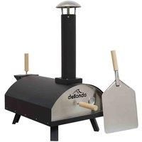 Dellonda 14" Wood-Fired Pizza Oven 350 - 380°C, Meat Smoking, Black, Portable