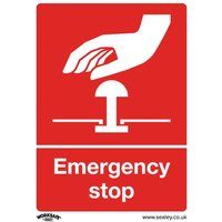 Sealey SS35V1 Emergency Stop - Safe Conditions Safety Sign - Self-Adhesive Vinyl