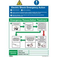 Sealey Electric Shock Emergency Action Rigid Plastic Safety Sign - SS33P1