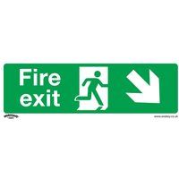 Sealey SS36P1 Fire Exit (Down Right) - Safe Conditions Safety Sign - Rigid Plastic