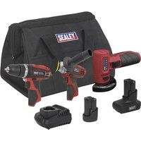 Sealey CP1200COMBO7 12V 1x3Ah 1x1.5Ah 3pc Cordless Power Tool Combo Kit