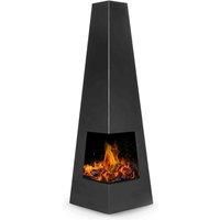 Dellonda Pyramid Chiminea, Wood Burner, Heater for Outdoors/Gardens/Patio, W45cm x H150cm, Suitable For Use with Untreated Logs & Charcoal - Black Steel - DG105