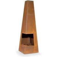 Dellonda Pyramid Chiminea, Wood Burner, Heater for Outdoors/Gardens/Patio, W45cm x H150cm, Suitable For Use with Untreated Logs & Charcoal - Corten Steel - DG106