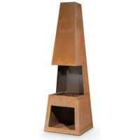 Dellonda Outdoor Chiminea Fireplace Heater Firewood Storage - Corten Steel