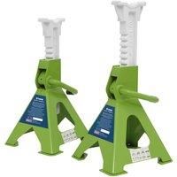 Sealey VS2003HV Ratchet Type Axle Stands (Pair) 3tonne Capacity per Stand - Hi-Vis Green