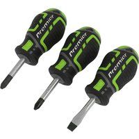 Sealey 3pc GripMAX® Stubby Screwdriver Set - Hi-Vis Green - AK4328HV