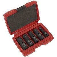 Sealey SX1820 Deep Impact Socket Set 1/2 Sq Dr 80mm Double Ended 18.522.5mm 5pc
