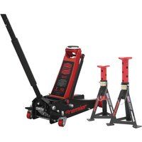 Sealey Trolley Jack 3 Tonne & Axle Stands (Pair) 3 Tonne per Stand Combo - 3040ARCOMBO